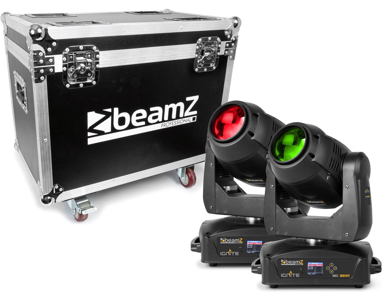 Beamz IGNITE180B Cabeza Movil LED Beam 2pcs en Flightcase 150373 IGNITE180B