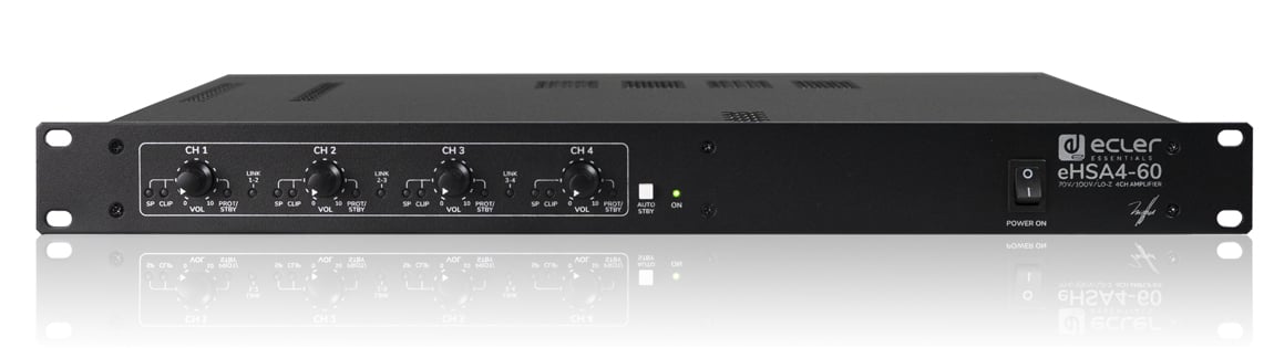 Ecler EHSA460 Amplificador Multicanal de Alta y Baja Impedancia 4 x 60W 70-100V eHSA4-60