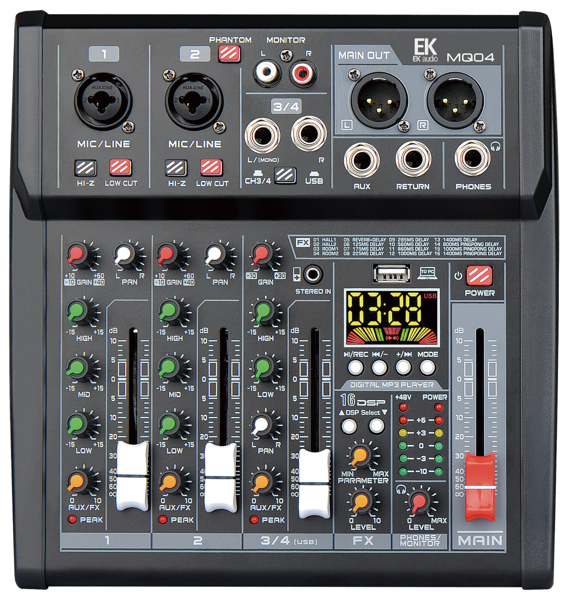 EK Audio Mesa De Mezclas Con Efectos Mq MQ04