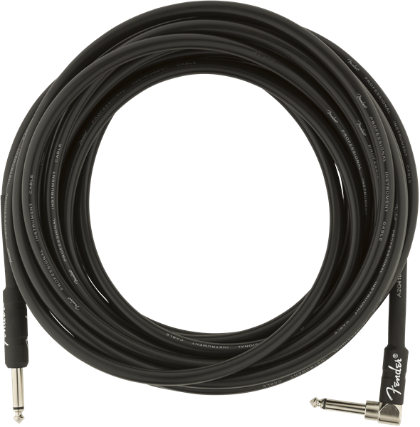 Fender Profesional Black 7,5m Jack Acodado a Jack Mono Prof. Angle Plug 7,5m