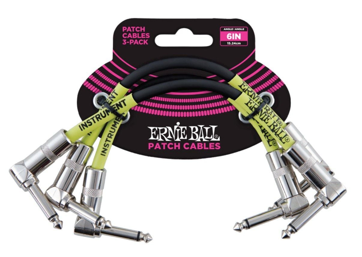 Ernie Ball 6050 Cable Patch Jack a Jack 0,15 Cm. Negro Pack 3 Unid. 6050