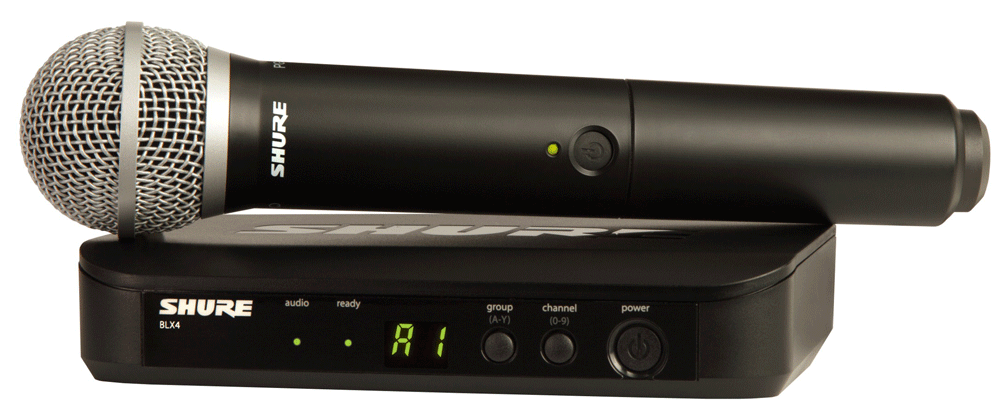 SHURE BLX24E PG58 K3E Sistema inalámbrico PG58 de mano con receptor de superficie. 606-630M BLX24E/PG58 K3E