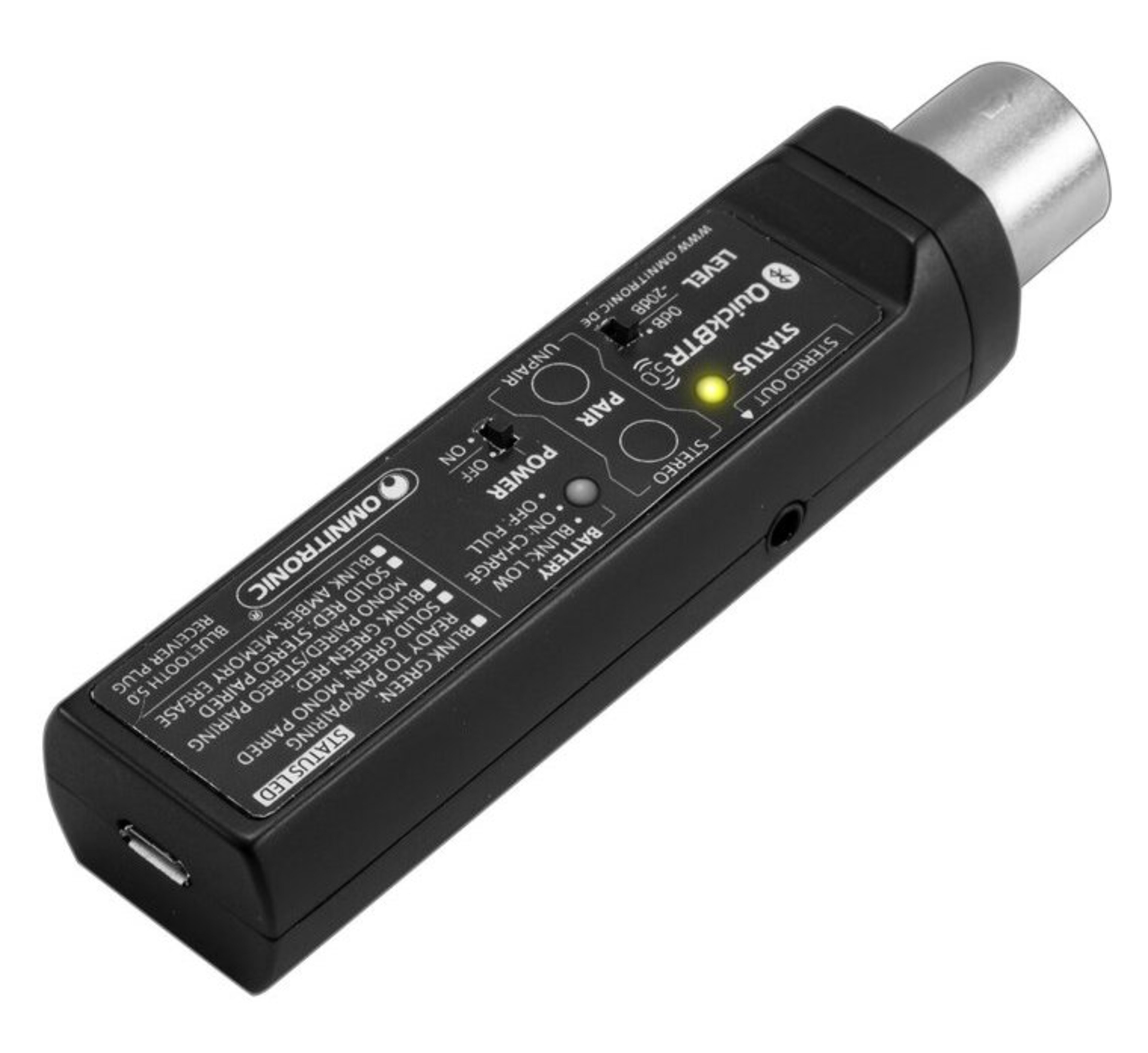 Omnitronic QuickBTR-5.0 XLR Receptor Bluetooh Portátil con Salida XLR QuickBTR-5.0 XLR Receptor Bluetooh Portátil con Sa