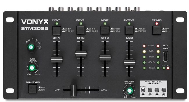 Vonyx STM-3025B Mezclador 4 canales USB MP3 BT 172970 STM-3025B