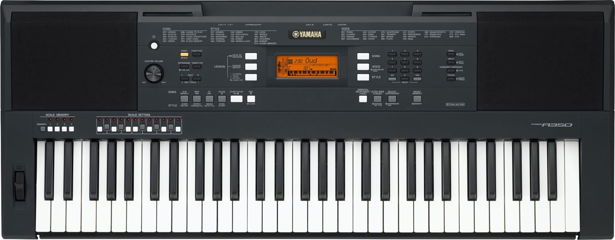 YAMAHA PSR-A350 Teclado Controlador Midi USB 61 Teclas PSR-A350