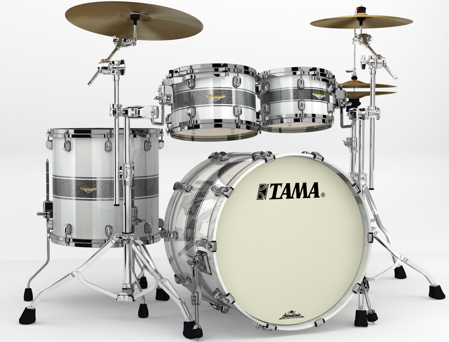 Tama MA42TZBNS-SSR Starclassic Maple Silver Snow Racing Stripe MA42TZBNS-SSR