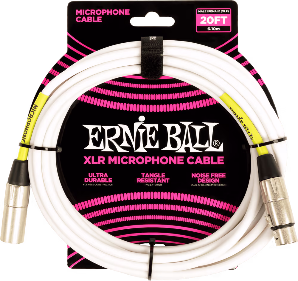 ERNIE BALL Cable Eb Micrófono Classic Xlr-Xlr Blanco- 6 M EEB6389