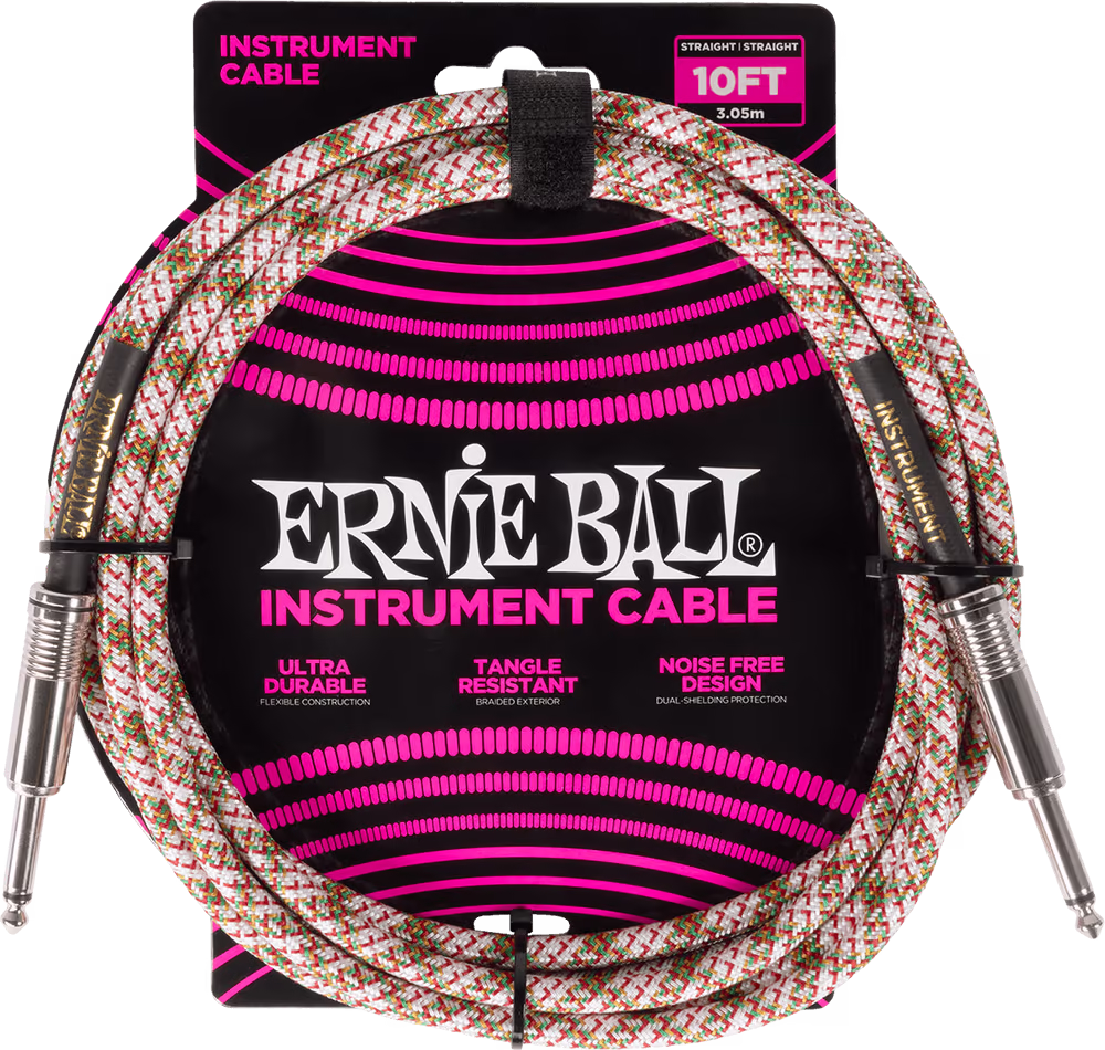 ERNIE BALL Cable Eb Instrumento Trenzado Jack-Jack Ss 3 M - Emerald Argyle EEB6426