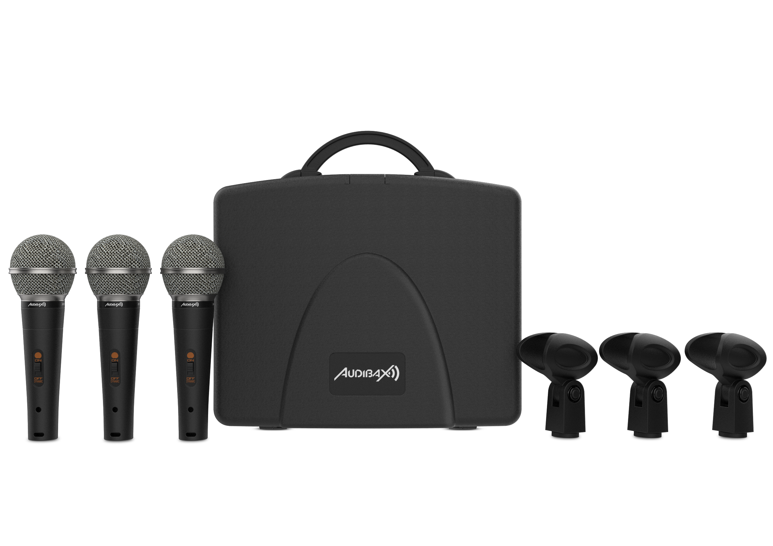 Audibax Tokyo XM1800 Pack Maleta con 3 Micrófonos Dinámicos + Maleta + Pinzas XM1800