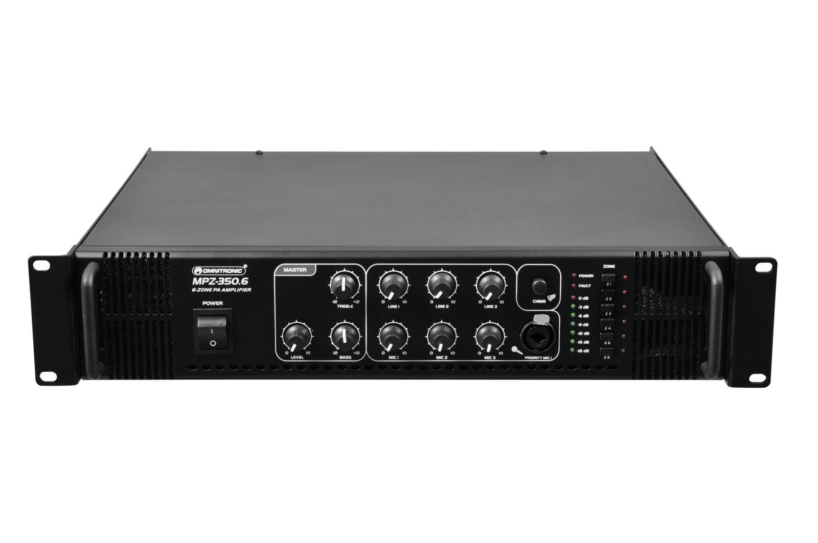 Omnitronic MPZ-350.6 Amplificador de mezcla mono PA de 6 zonas 350w MPZ-350.6