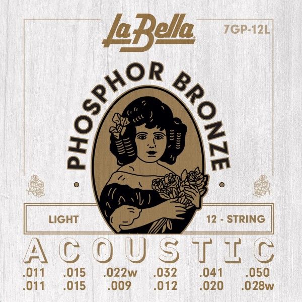 La Bella 7GP12L Juego De Cuerdas Para Guitarra Acústica 12 Cuerdas Light 11 7GP12L