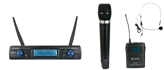 EK Audio Sistema Inalámbrico De Dos Micrófonos Mano Y Cabeza wlmc EKWLMC