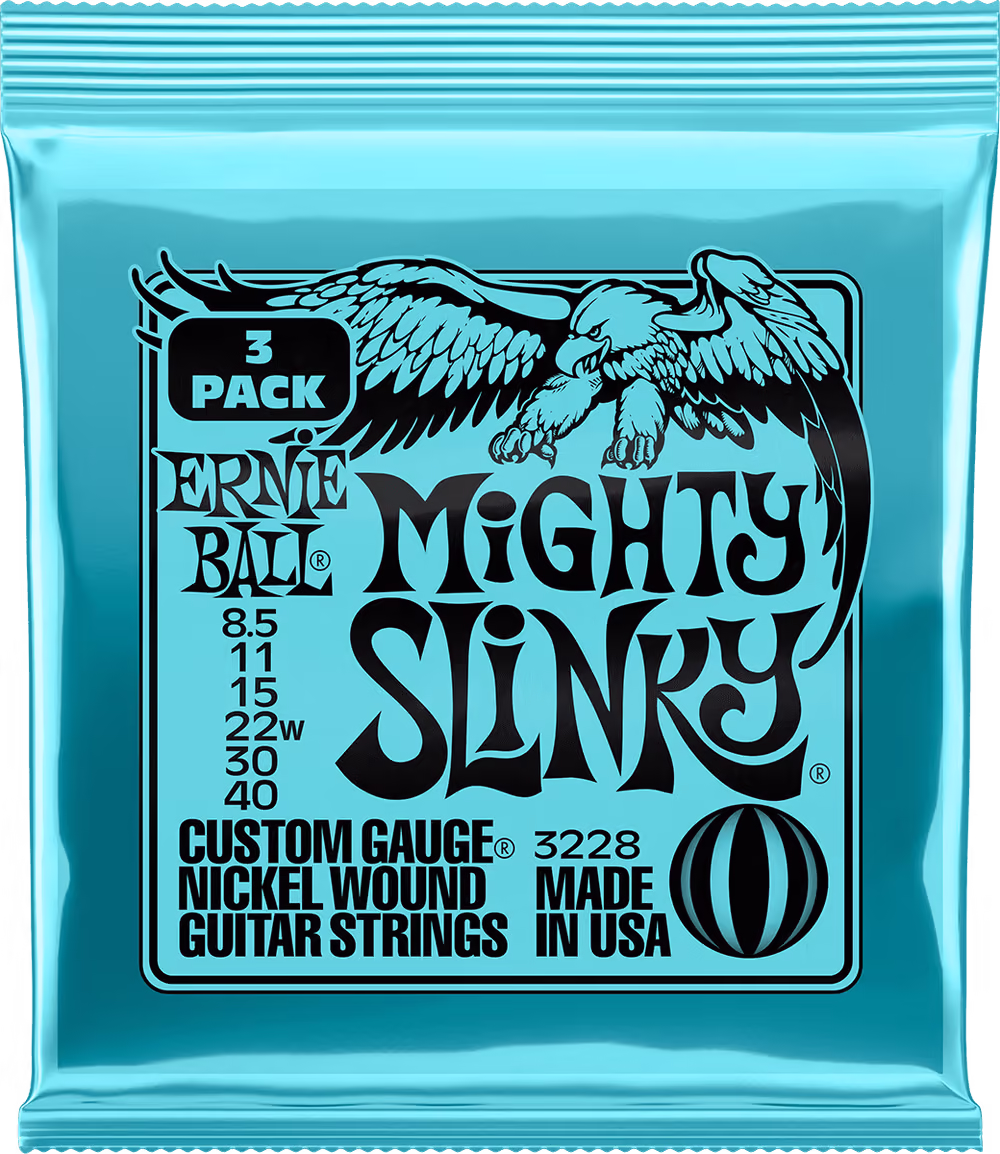 ERNIE BALL Juego Eléctrica Slinky Mighty 8.5-40 Tripack (3) EB3228