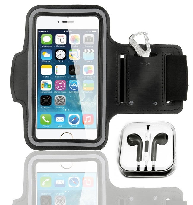Brazalete Negro Sport hasta 5 Pulgadas + Auriculares Manos Libres Brazalete para telefono