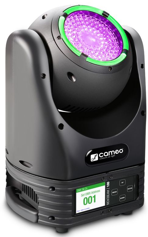 CAMEO MOVO BEAM Z 100 Cabeza móvil con anillo LED, giro continuo y zoom MOVO BEAM Z 100