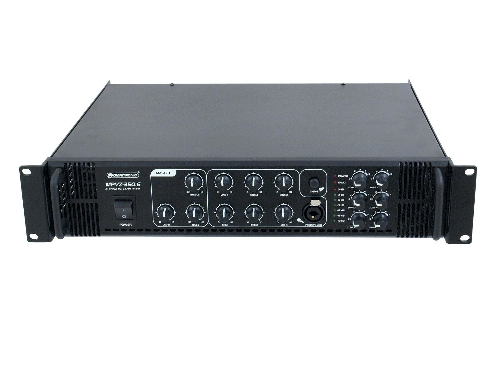 Omnitronic MPVZ-350.6 Amplificador de mezcla mono PA de 6 zonas 350w MPVZ-350.6