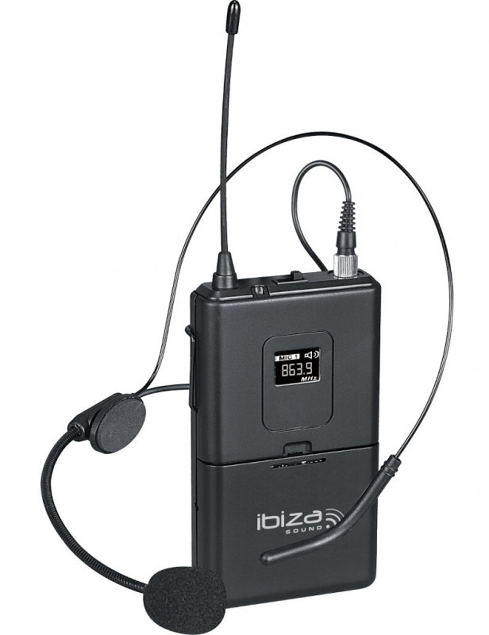 Ibiza Sound HS20-UHFA Micrófono de Diadema y Solapa 863.9 MHz HS20-UHFA