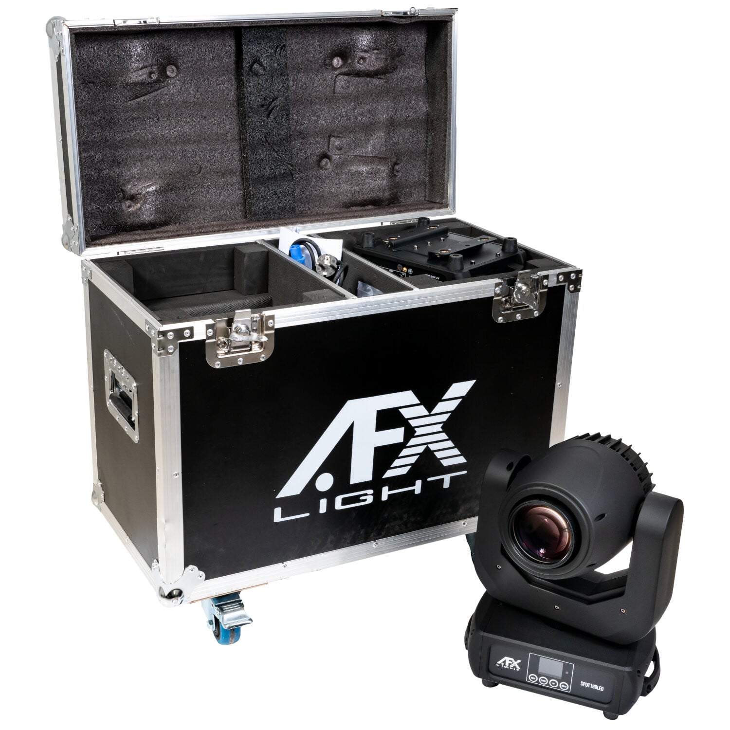 AFX 2SPOT180LED-FC Set Cabezas Móviles Led Blanco + Flightcase 2 * 180W LED MOVING HEAD PRO VERSION IN A FLIGHT C