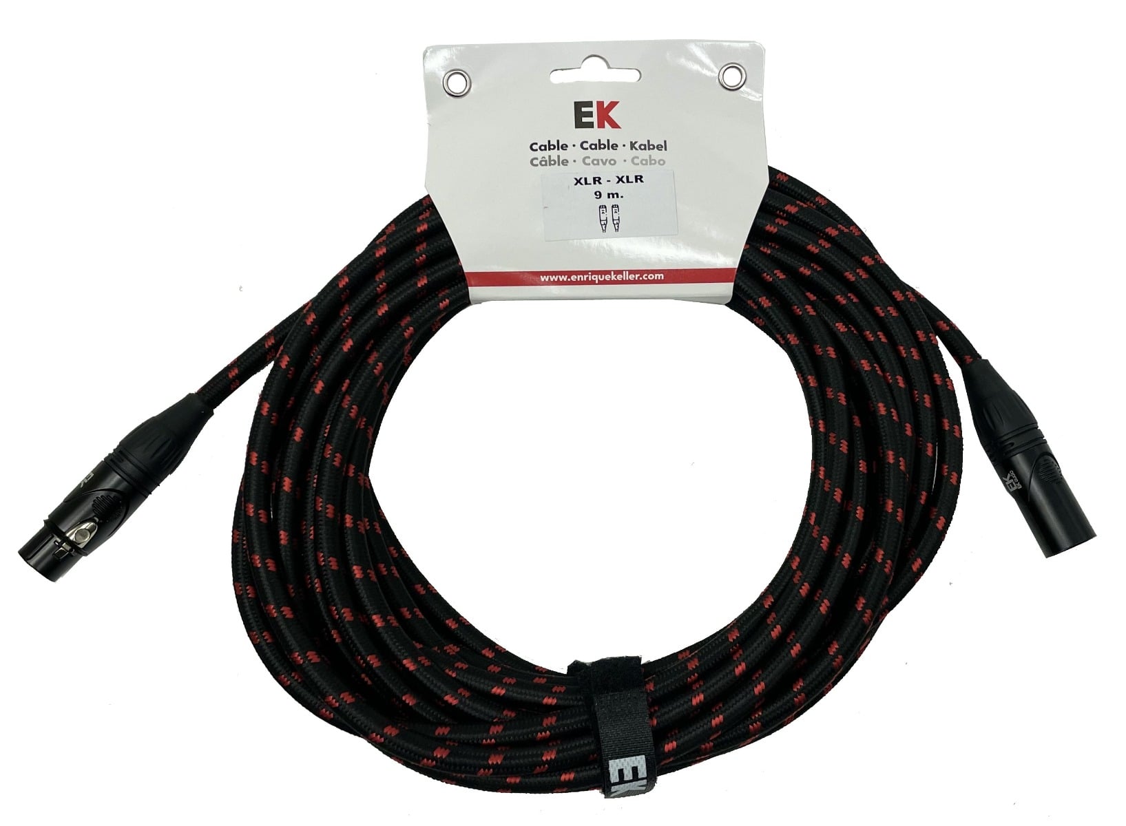 EK Audio Cable Trenzado De Tela Para Micrófono Xlr-Xlr Macho-Hembra 9 Metros SFXX001