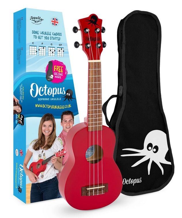 Octopus UK 205 RD Ukelele Soprano Rojo con Funda UK 205 RD