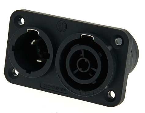 Neutrik NAC3PX-TOP Conector Powercon de Panel Combinadode Entrada y Salida para Aparato NAC3PX-TOP