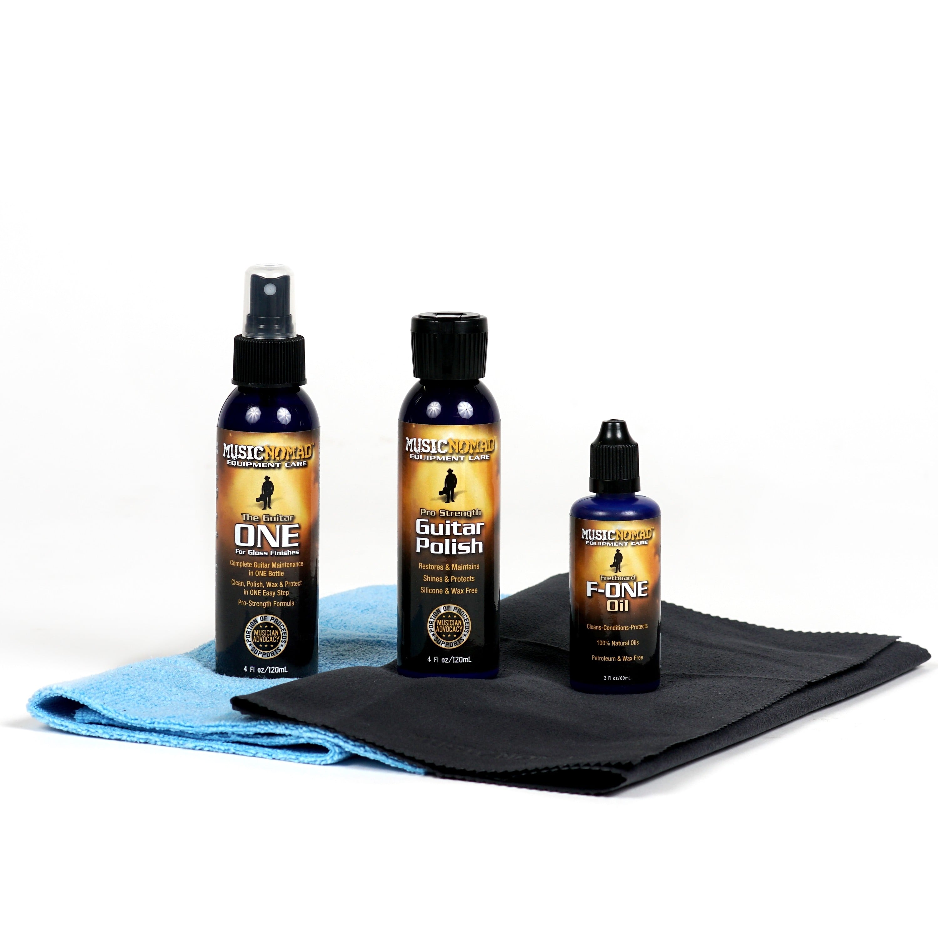 MusicNomad Pack 5 Pcs. Limpieza Y Cuidado Para Guitarra: Polish, Limpiador,Aci MN108