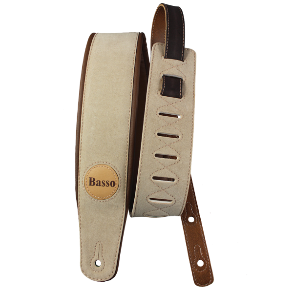 Basso CLA01 Correa Para Guitarra Y Bajo Serie Ante Sintético Beige Acolchada CLA01