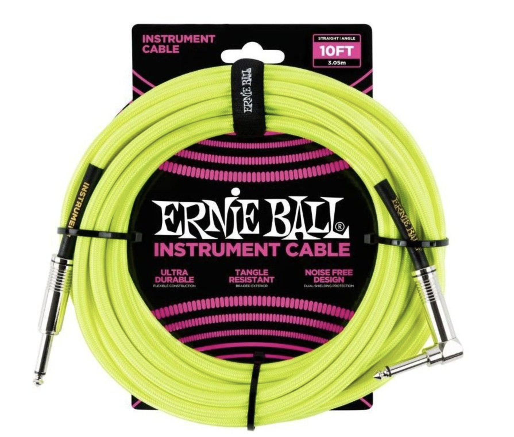 Ernie Ball 6080 Jack A Jack Cable Instrumento Trenzado 2,54 Metros Amarillo 6080