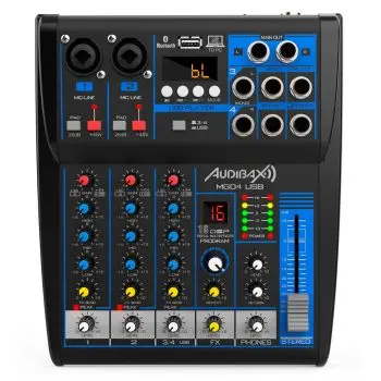 Audibax mg04 usb mesa mezclas con 4 canales bluetooth, mp3 , usb rec y efectos