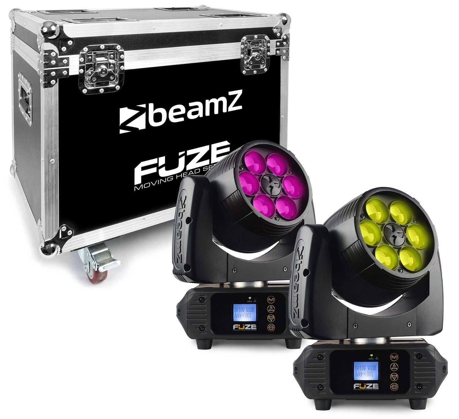 BEAMZ FUZE-610Z Set 2 Unidades Cabeza Movil Wash con Zoom 75W LED Con FlightCase 150387 FUZE-610Z Set