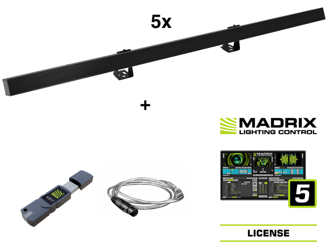 Eurolite Set 5x LED PR-100/32 Pixel DMX Rail + Software Madrix Set 5x LED PR-100/32 Pixel DMX Rail