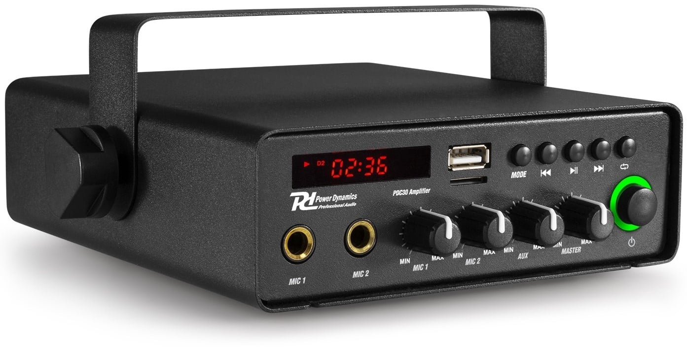 Power Dynamics Amplificador PDC30 30W, 12V / 220V PDC30 Amplifier BT MP3 30W Car