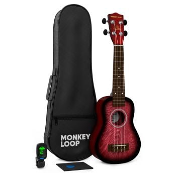 Monkey loop jungle pack red ukelele soprano ( ukelele, funda, afinador, púa y gamuza limpiadora )