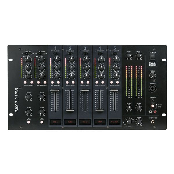 DAP Audio IMIX-7.2 USB Mezclador DJ de Instalación con 2 Zonas IMIX-7.2 USB