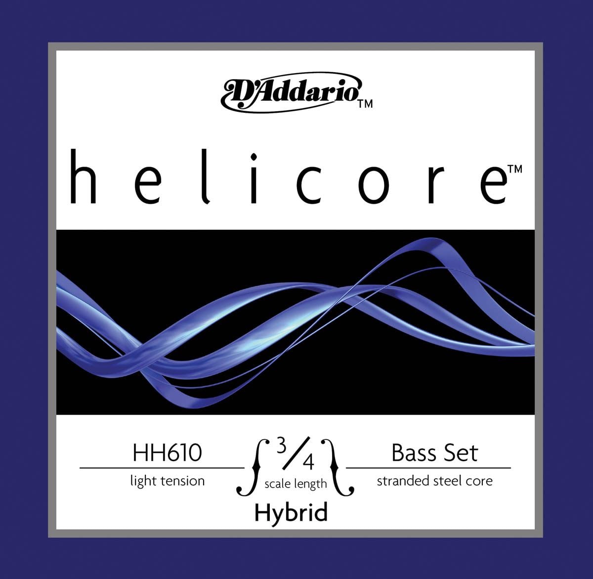 D´addario HH610 Juego cuerdas Helicore Hybrid para contrabajo 3/4, tensión suave HH610-3/4L Helicore Bass 3/4