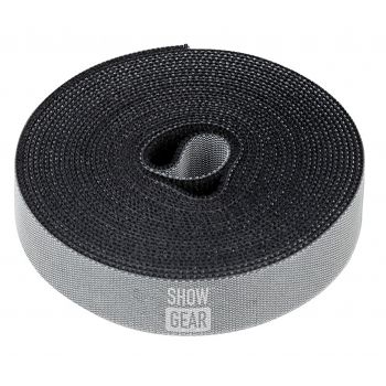 Showtec hook and loop brida para cables de cierre de contacto textil negro-rollo de 20mmx4.5mm