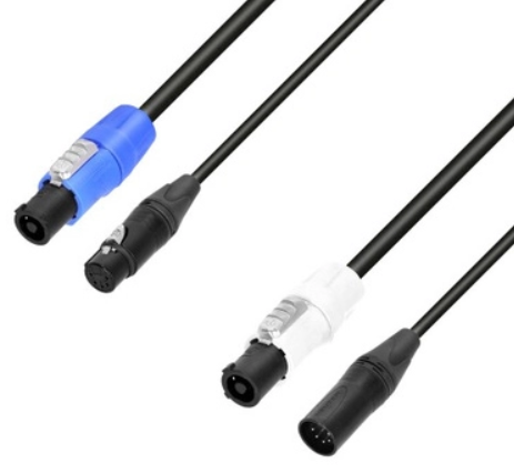 Adam Hall 8101 PSDT5 0500 N - Cable DMX y de Alimentación Neutrik PowerCON y Neutrik XLR de 5 Polos, 5m 8101 PSDT5 0500 N