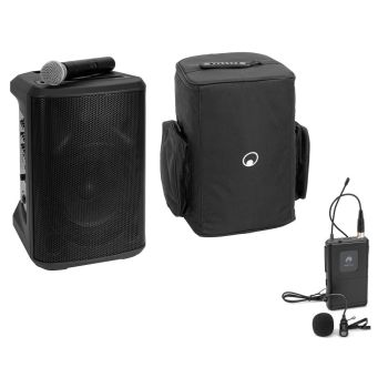 Omnitronic set porty-8a sistema pa + funda + micrófono solapa