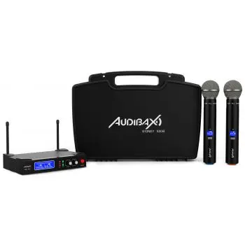 Audibax sidney 500 b micrófono inalámbrico profesional uhf doble mano + maleta