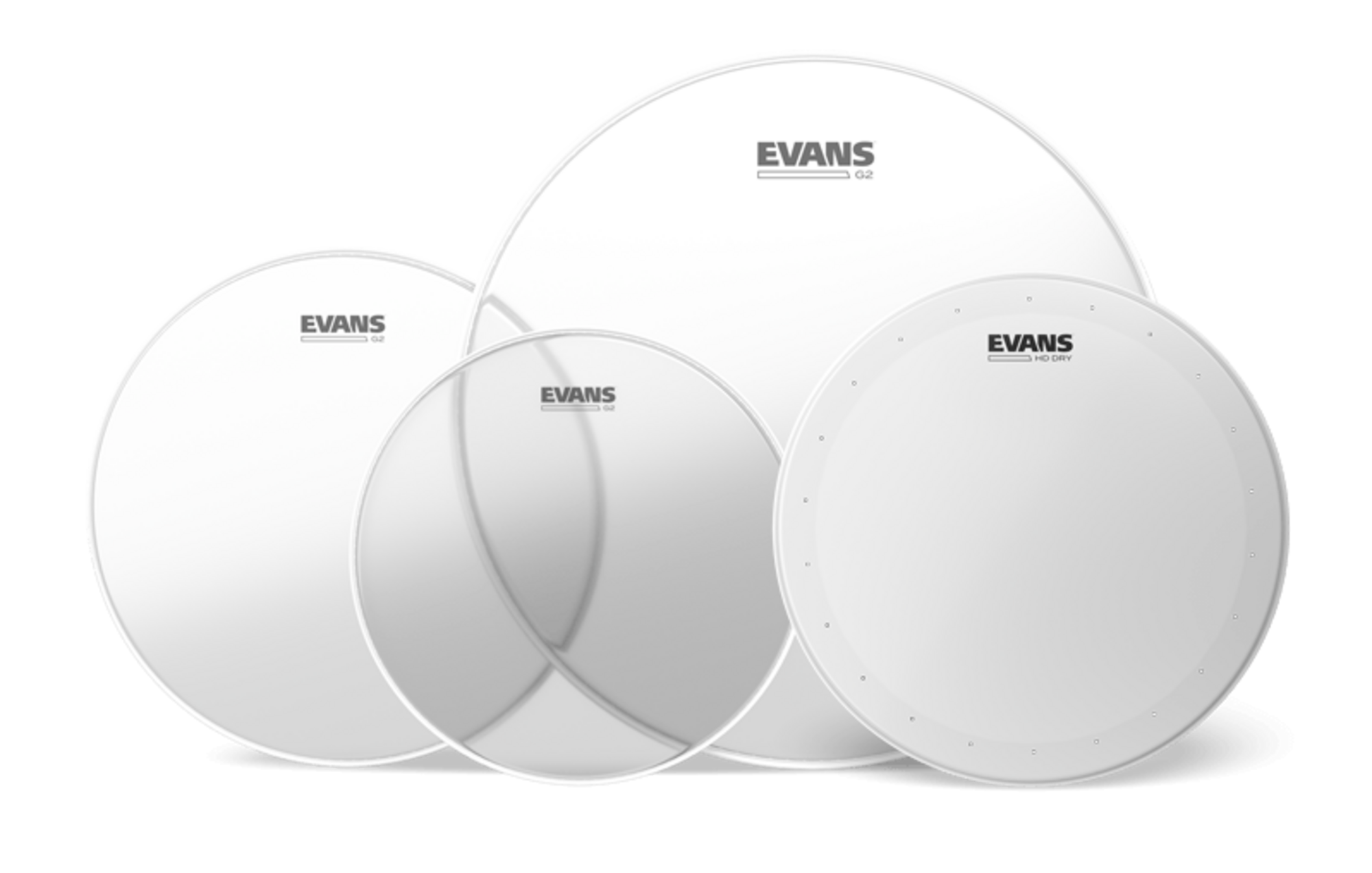 Evans G2 Pack Clear Fusion (10" 12" 14") con Batería de Caja Seca HD de 14" G2 Pack (10" 12" 14") con Batería