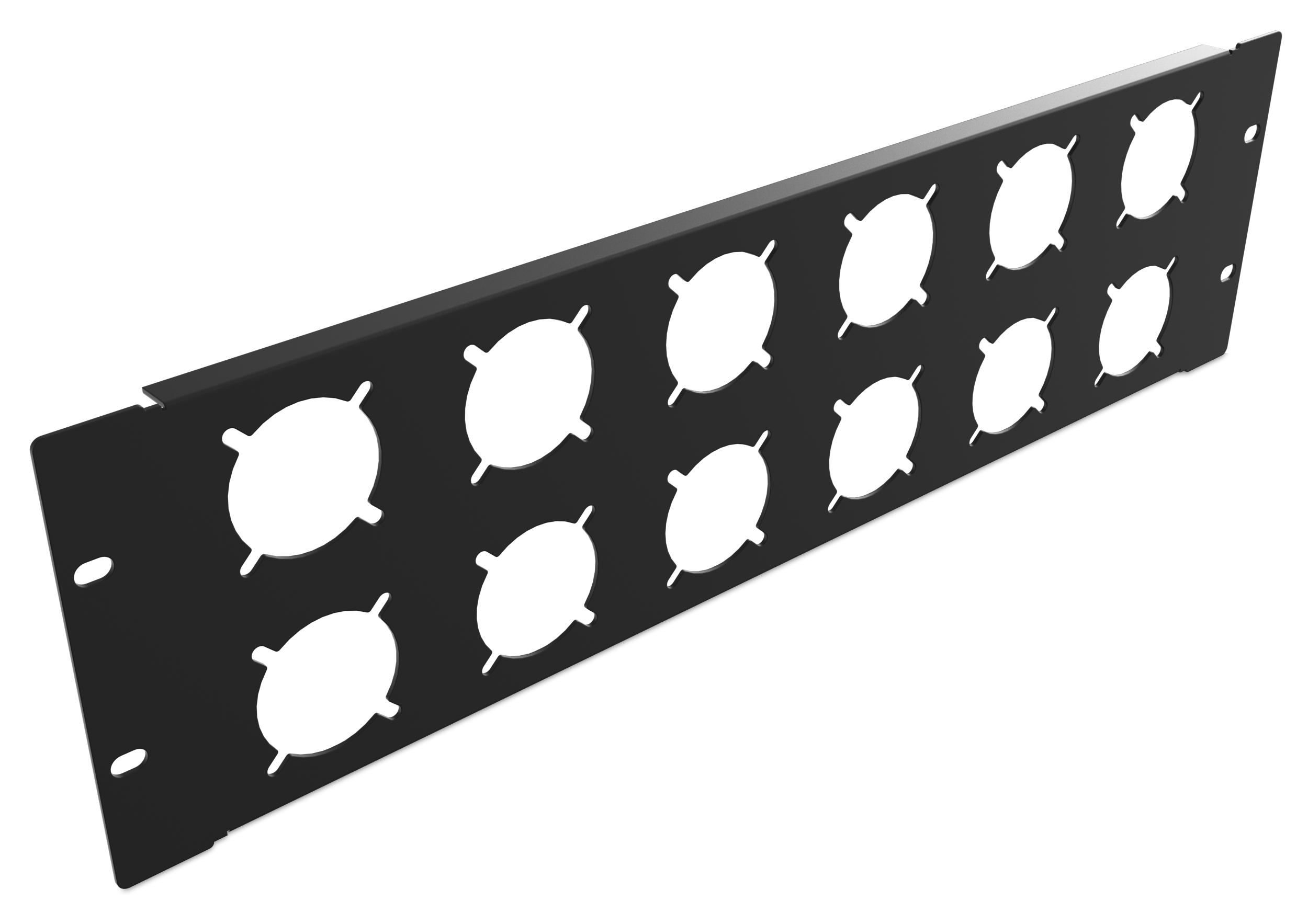 Audibax Pro Rack Panel 3U 12 Schuko Panel Ventilado de 12 agujeros para Conectores tipo Schuko Pro Rack Panel 3U 12 Schuko