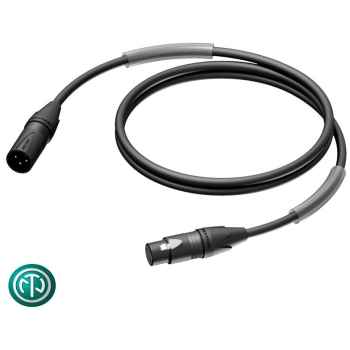 Procab pra902-1-5 cable xlr/xlr con conectores neutrik negros nc3mxx-bag macho + nc3fxx-bag hembra y funda termo retráctil para marcaje.