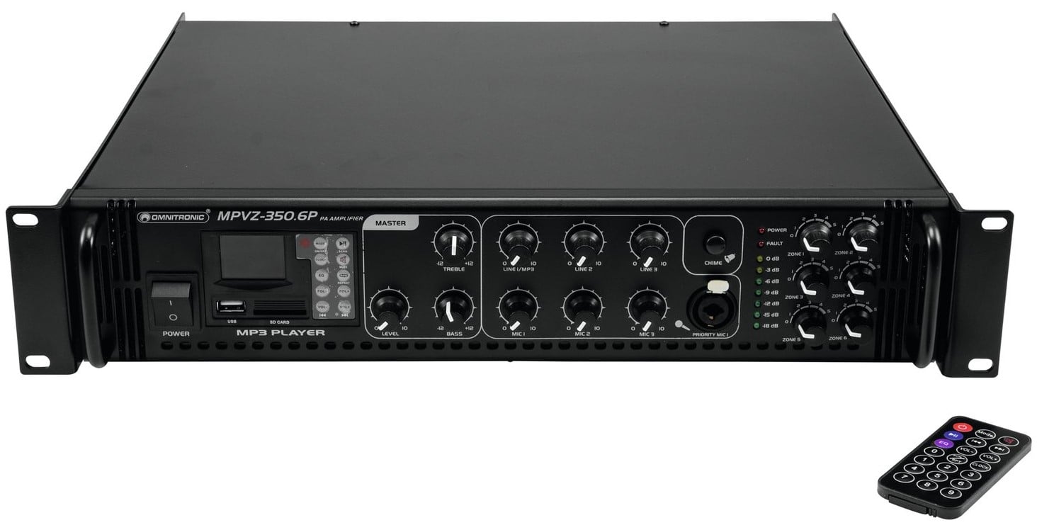 Omnitronic MPVZ-350.6P PA Mezclador Amplificador MPVZ-350.6P PA Mixing Amp