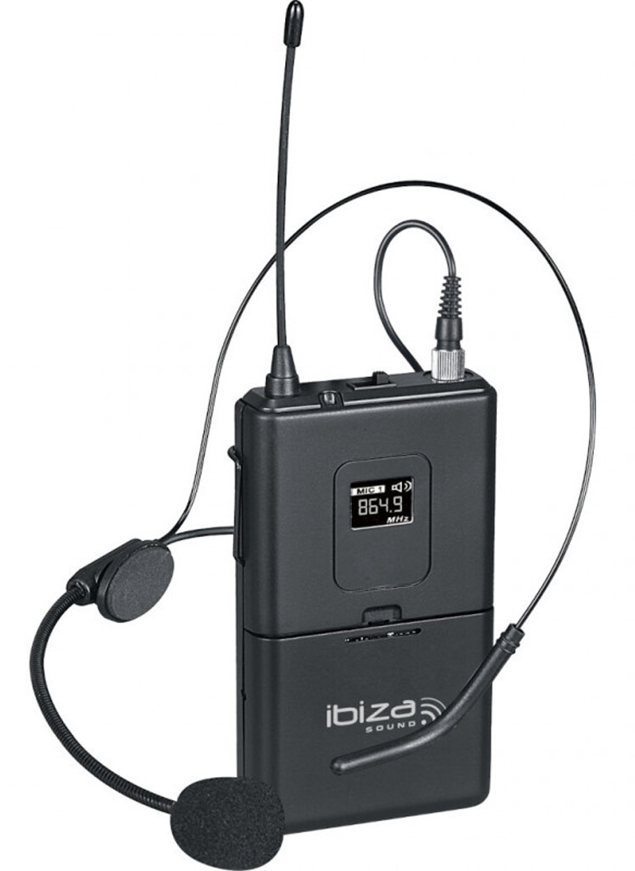 Ibiza Sound HS20-UHFB Micrófono de Diadema y Solapa 864.9MHz HS20-UHFB