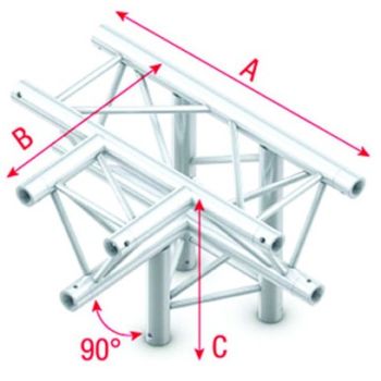 Showtec gt30042 t-cross + down 4-way - 50cm pro-30 triangle g truss