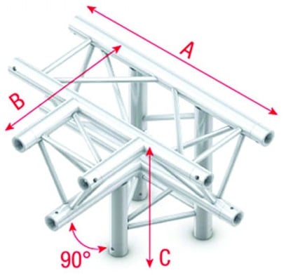 Showtec GT30042 T-Cross + down 4-way - 50cm Pro-30 Triangle G Truss GT30042