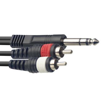 Stagg syc3/ps2cm e cable jack estéreo 6.3 a rca de 3 metros