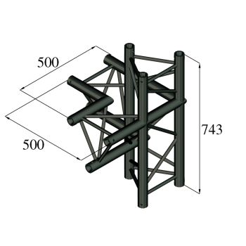Alutruss truss triangular s-pac-45 4-way piece derecha