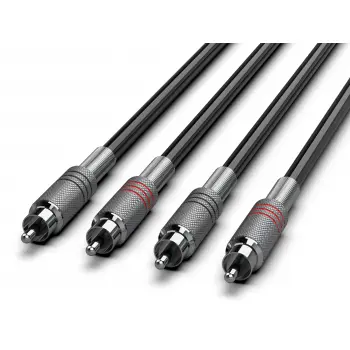 Audibax Silver Cable Premium 2 RCA a 2 RCA Stereo 3 Metros Negro