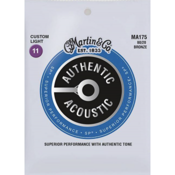 Martin ma175 cuerdas guitarra acustica authentic sp bronze 80/20 custom light 11-52